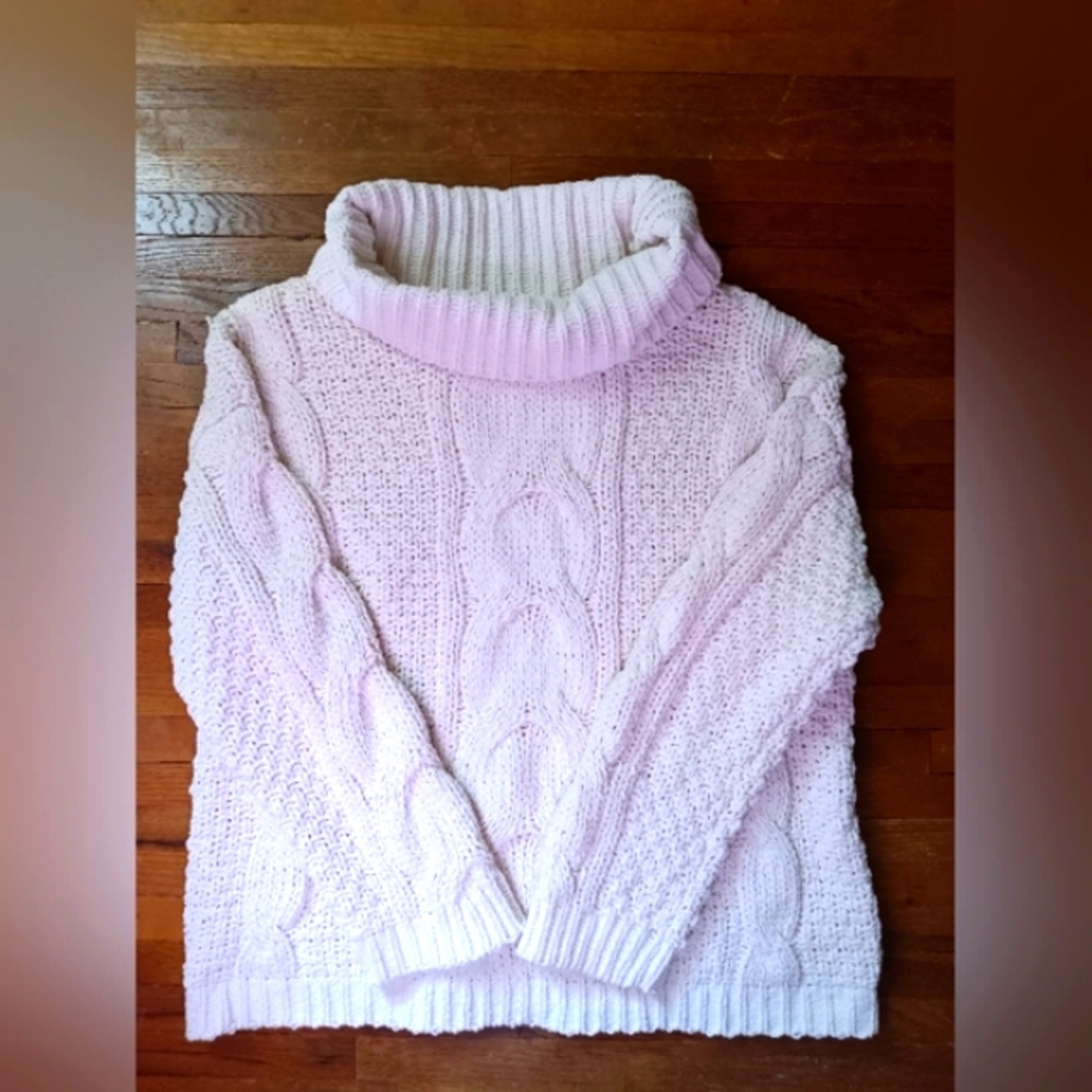 Just Madison Ivory Cable knit Turtleneck Sweater women's